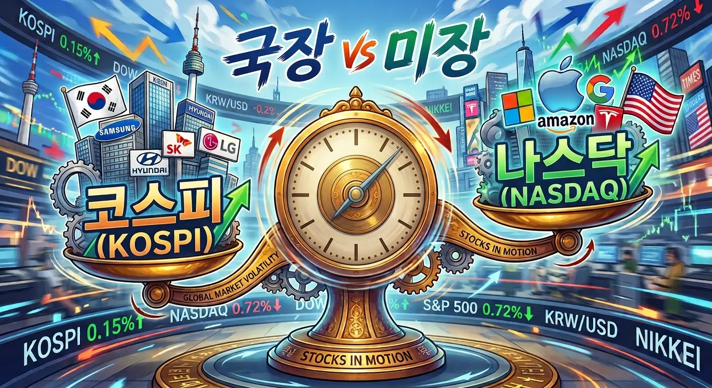 국장 vs 미장 나스닥100 코스피 비교
